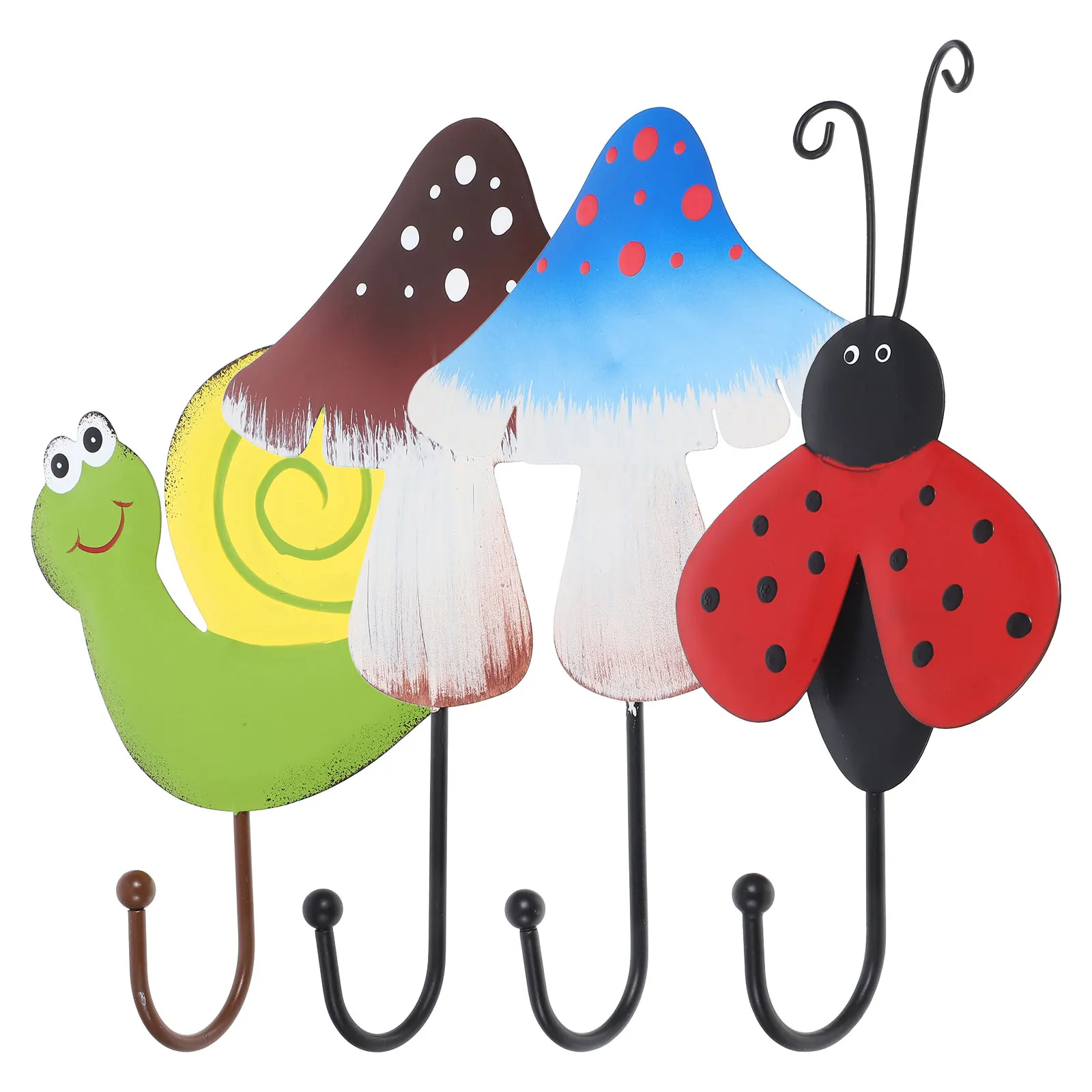 

4pcs Wall Retro Iron Decorative Hooks for Coats Hats Keys Bags Mushroom Wall Mount Coat Hooks Practical Storage