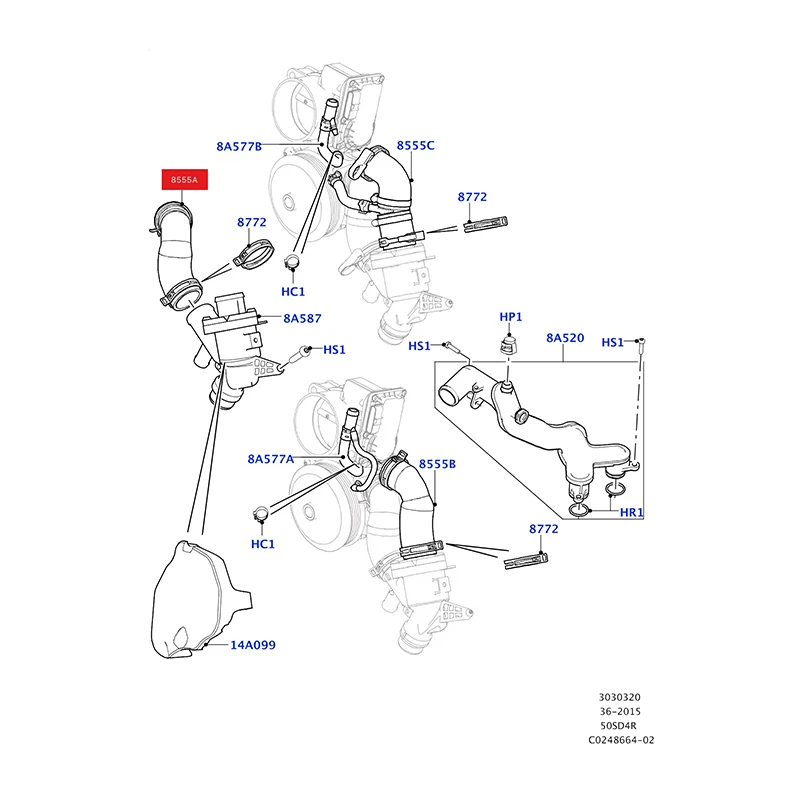 Selang Air Selang Pendingin Radiator untuk Land Rover Discovery 4 Range Rover Sport LR033994