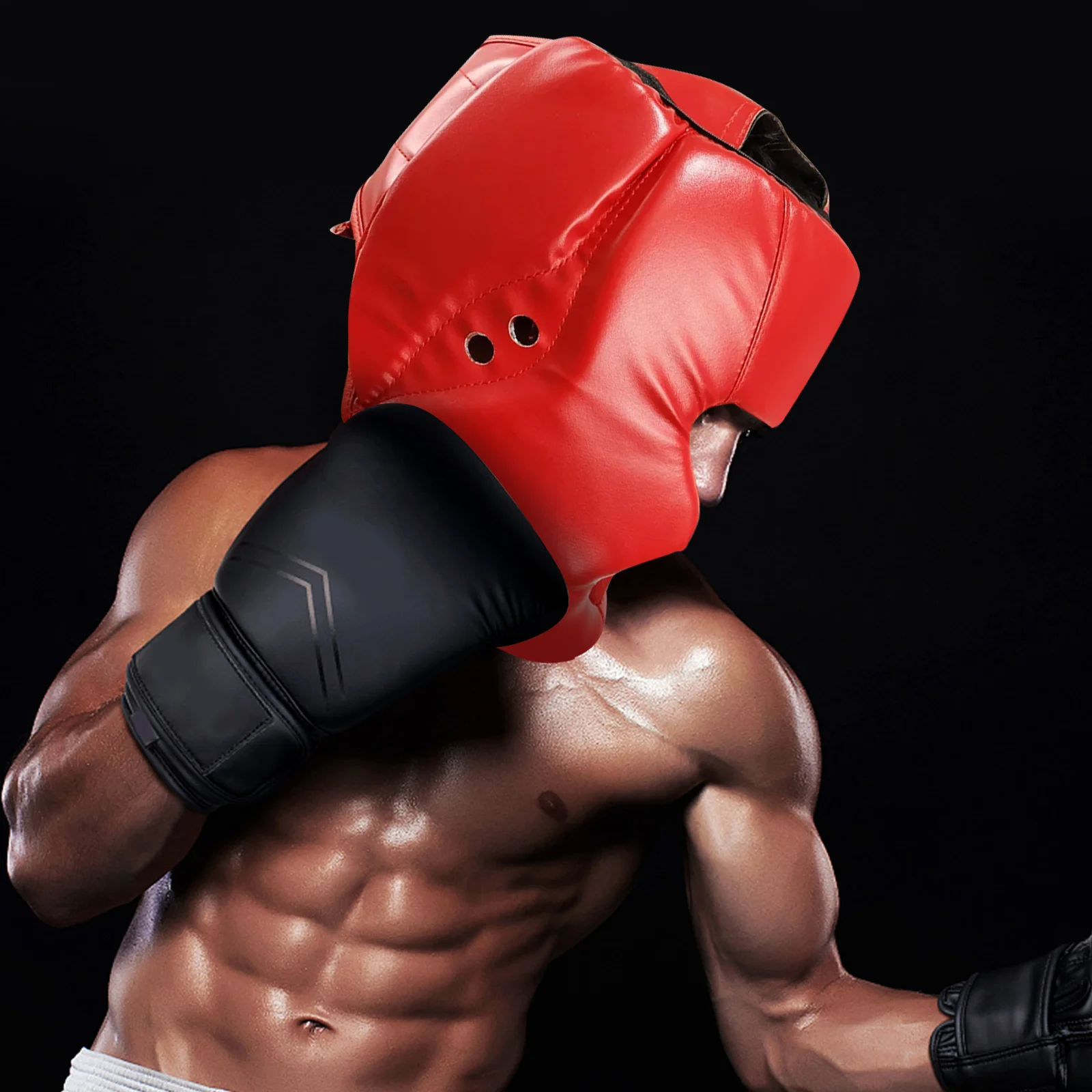 

Thick Foam Boxing Headgear Adult Sparring Face Guard Adjustable Hook-And-Loop Closure Ventilation Holes Moisture-Wicking Lining
