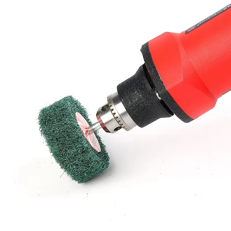1/2/5Pcs Non-Woven Flap Wheel Fiber Polishing Brush Scouring Pad Grinding Sanding Head For Drill 6mm Grit 180/320 Size 40~100mm