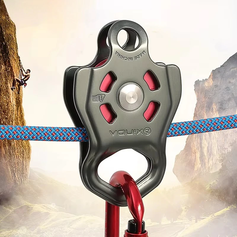 Chinese system enhanced single pulley aerial work cableway zipline rock climbing across emergency rescue mountaineering pulley