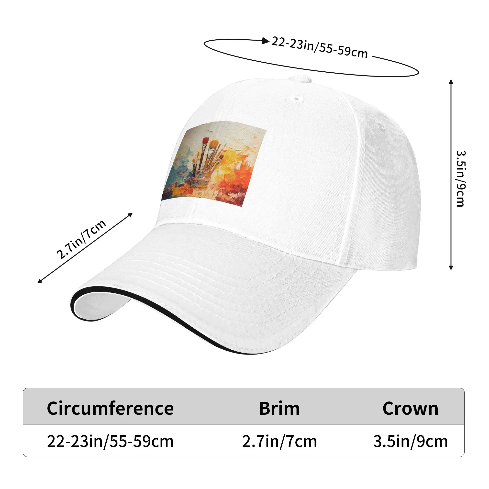 Colour Paint Brush Brushes Print Cap Casual Baseball Caps Adjustable Hat Hip Hop Summer Unisex Baseball Hats Customizable
