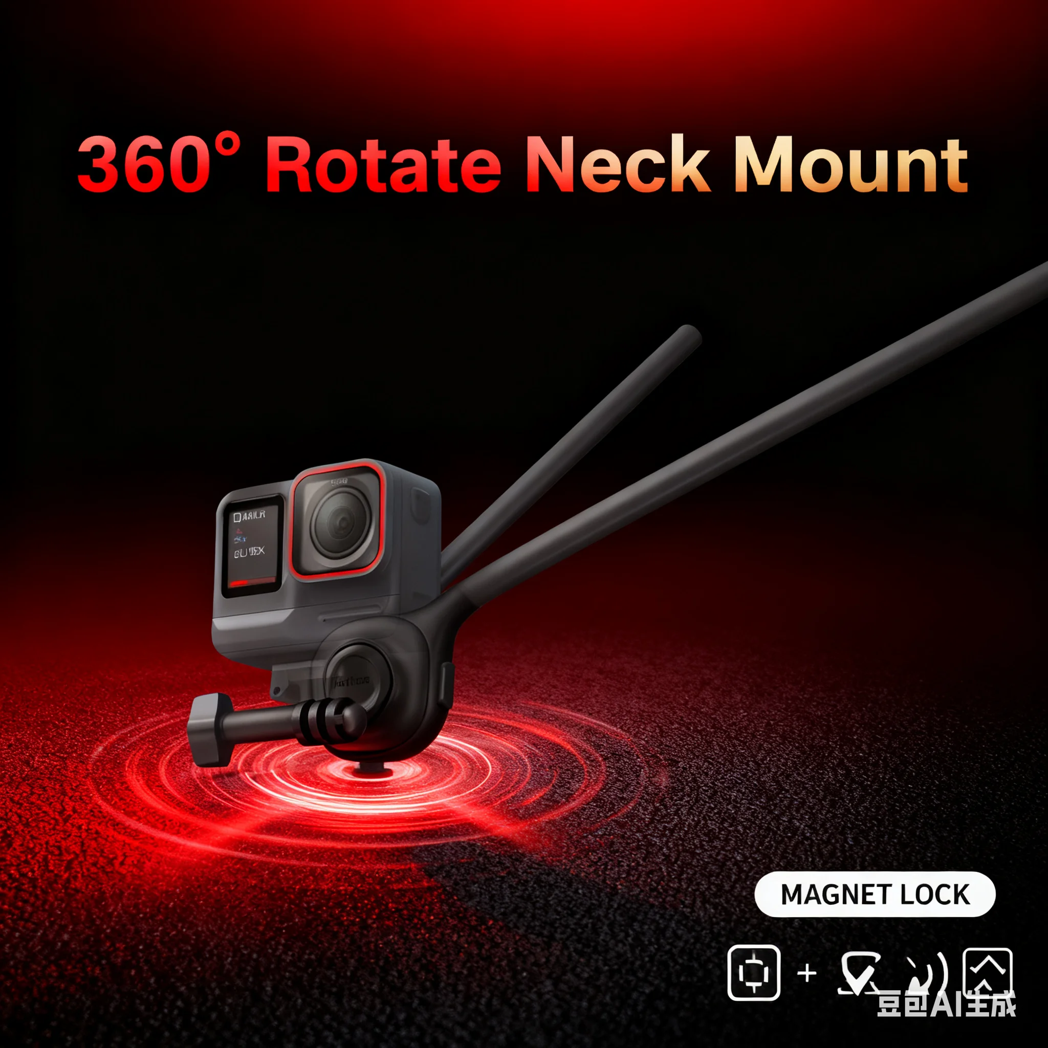 Neck Mount Strap for Insta360 - 360° Adjustable Hands-Free Holder, For X5/X4/X3/Ace Pro2/Ace, First-Person POV