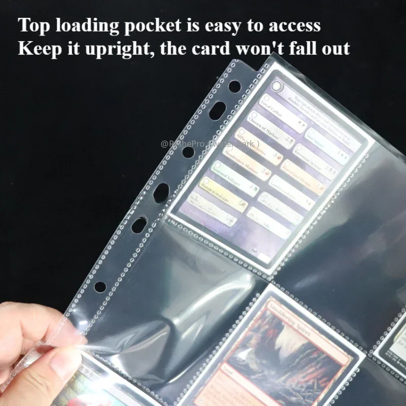 Double Sided Trading Card Pages Sleeves 9-Pocket Clear Plastic Game Card Protectors for Skylanders Pokemon Baseball Sport Cards