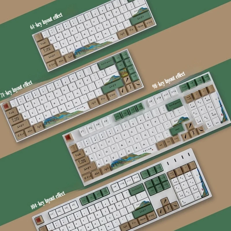 Chinese Ancient Style Keycaps 130keys Cherry Height Pbt Sublimation Keyboard Keycaps For E-Sports Gamer Accessories