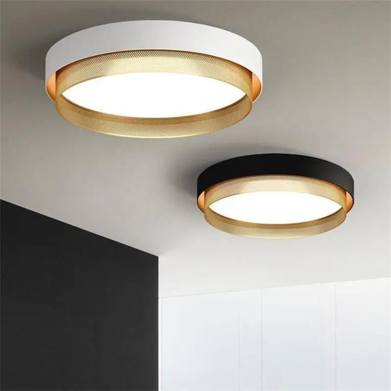 

Nordic Minimalist Atmosphere Bedroom Led Ceiling Lamp Art Warm Romantic Round Metal Kitchen Master Room Study Decor Ceiling Lamp