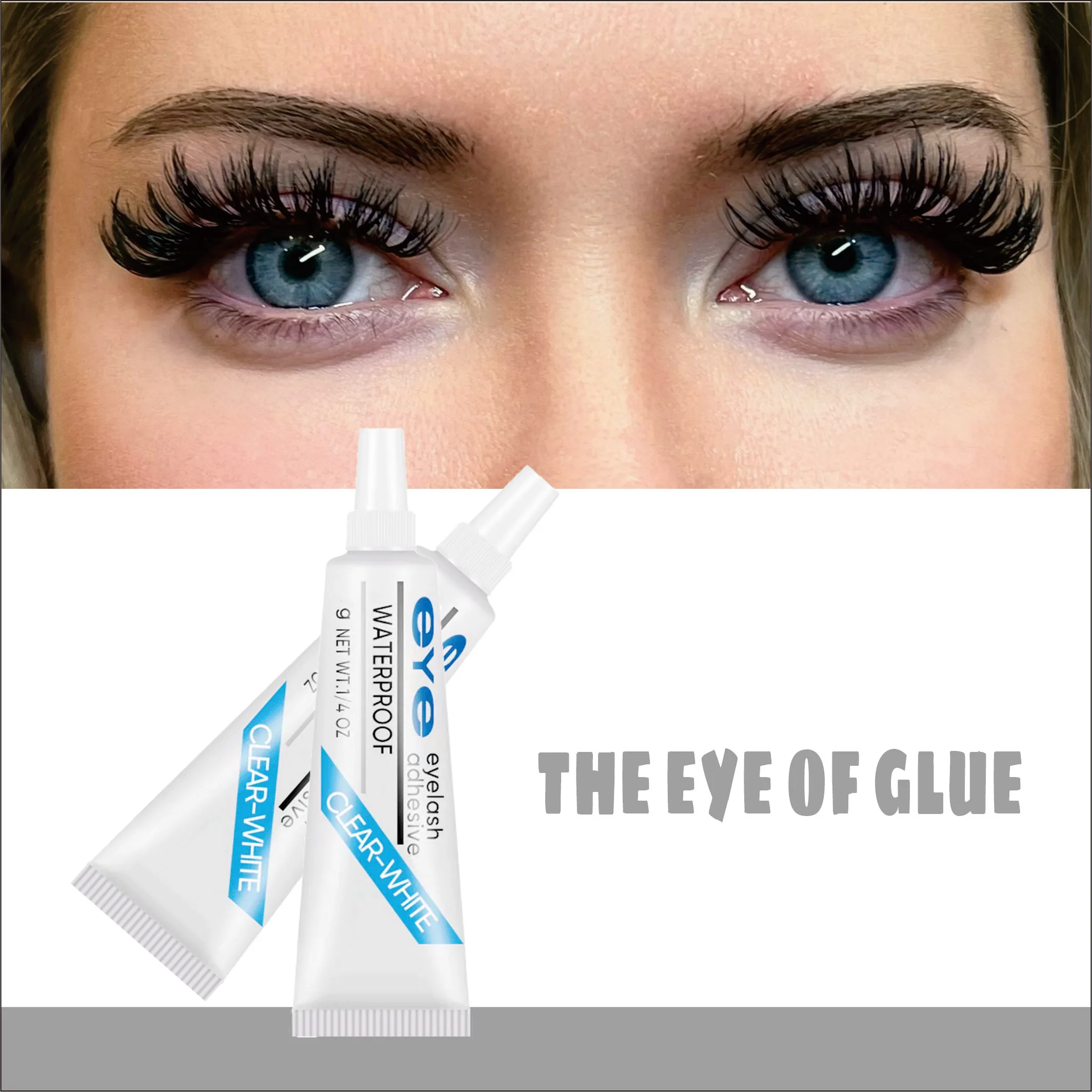 Colle à cils imperméable pour une tenue forte, colle transparente professionnelle à séchage rapide, hypoallergénique et durable adaptée aux yeux sensibles