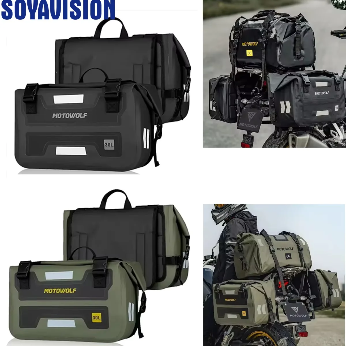 Motorcycle Waterproof Saddlebags Motorcycle Outdoor Long-Distance Riding Large Capacity Side Bag Back Seat Storage Bag