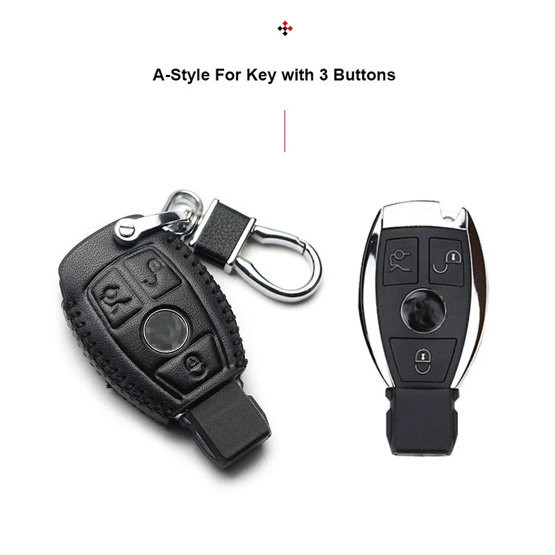 1*For Genuine Leather Car Key Cover Keychain Case for Mercedes Benz CLS CLA GL R SLK AMG A B C S Class Remote Holder Accessories