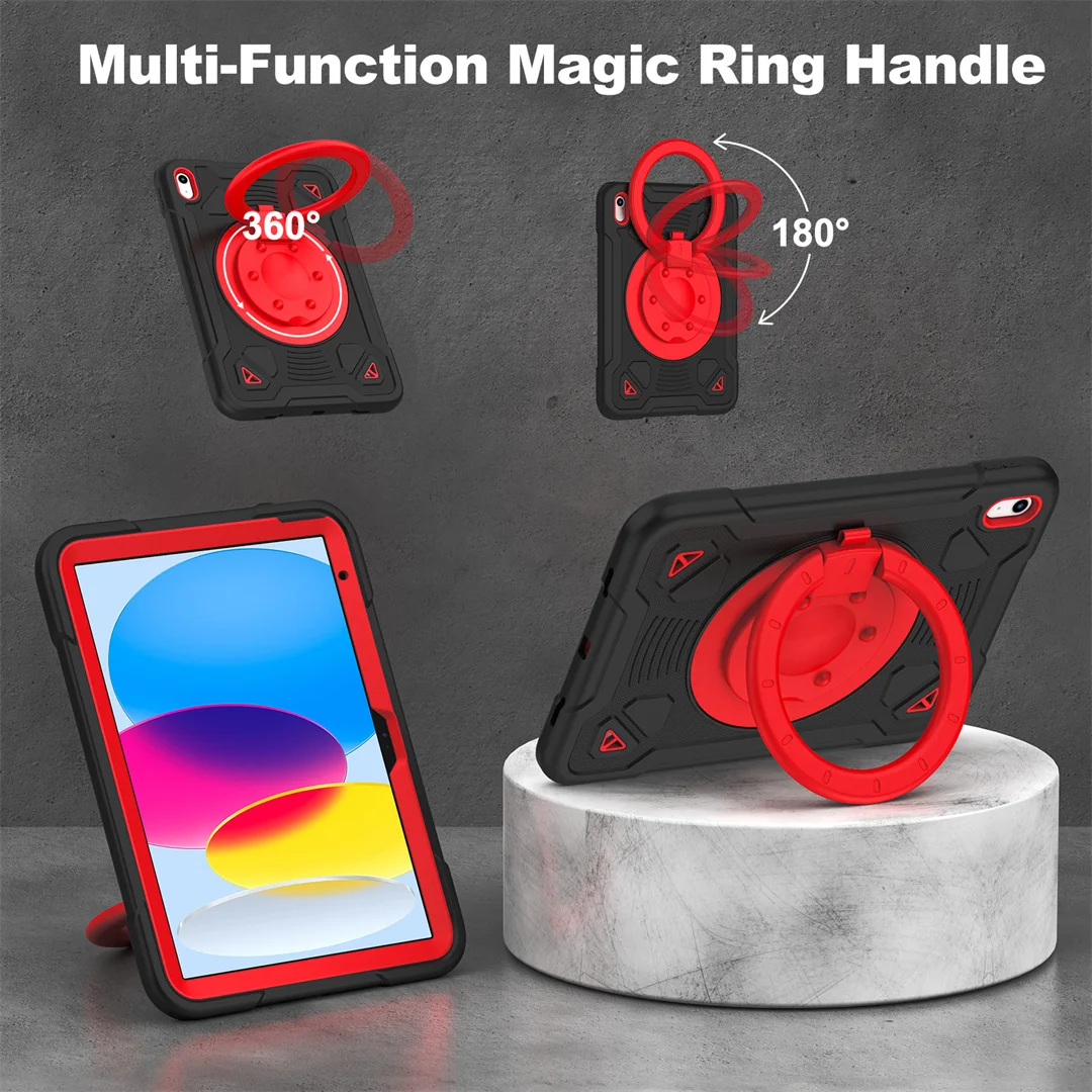 

Для iPad 11th 10th 11inch 2026 Новый защитный чехол Противоударный чехол с волшебным кольцом 360 Ручка Держатель ручки Плечевой ремень