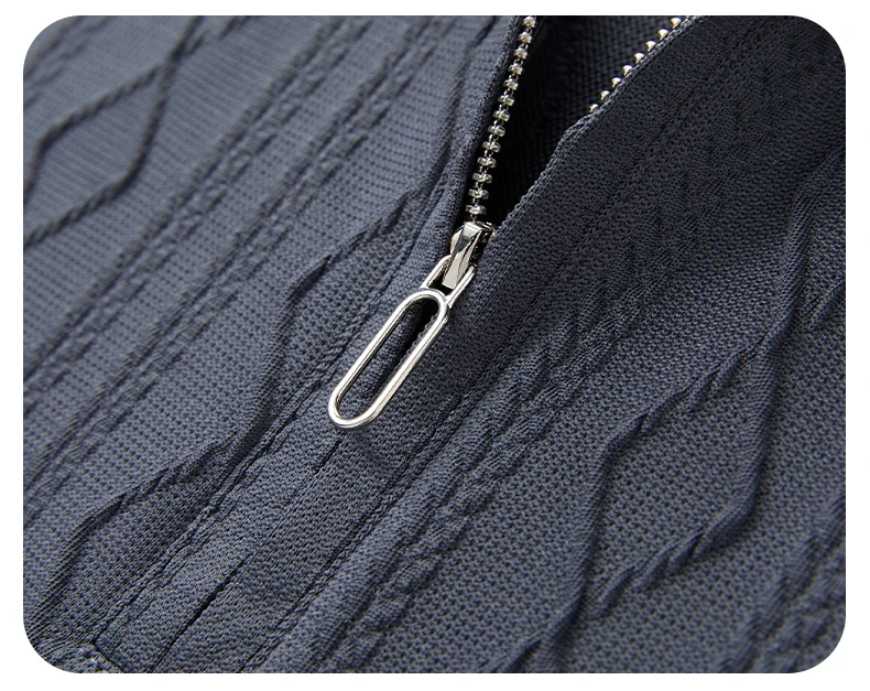 Hochwertiges Herren-Poloshirt mit Stickerei-Print, einfarbig, Jacquard, langärmelig, halber Reißverschluss, Kragen-T-Shirt, lässige Mode für Herren. – Detail 16