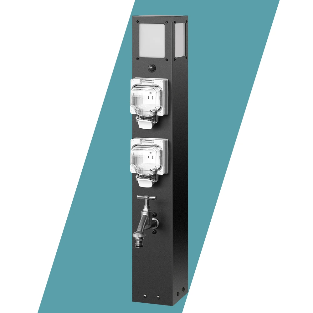 Outdoor garden pole waterproof stainless steel rust-proof frost-proof waterproof double socket IP66 grade