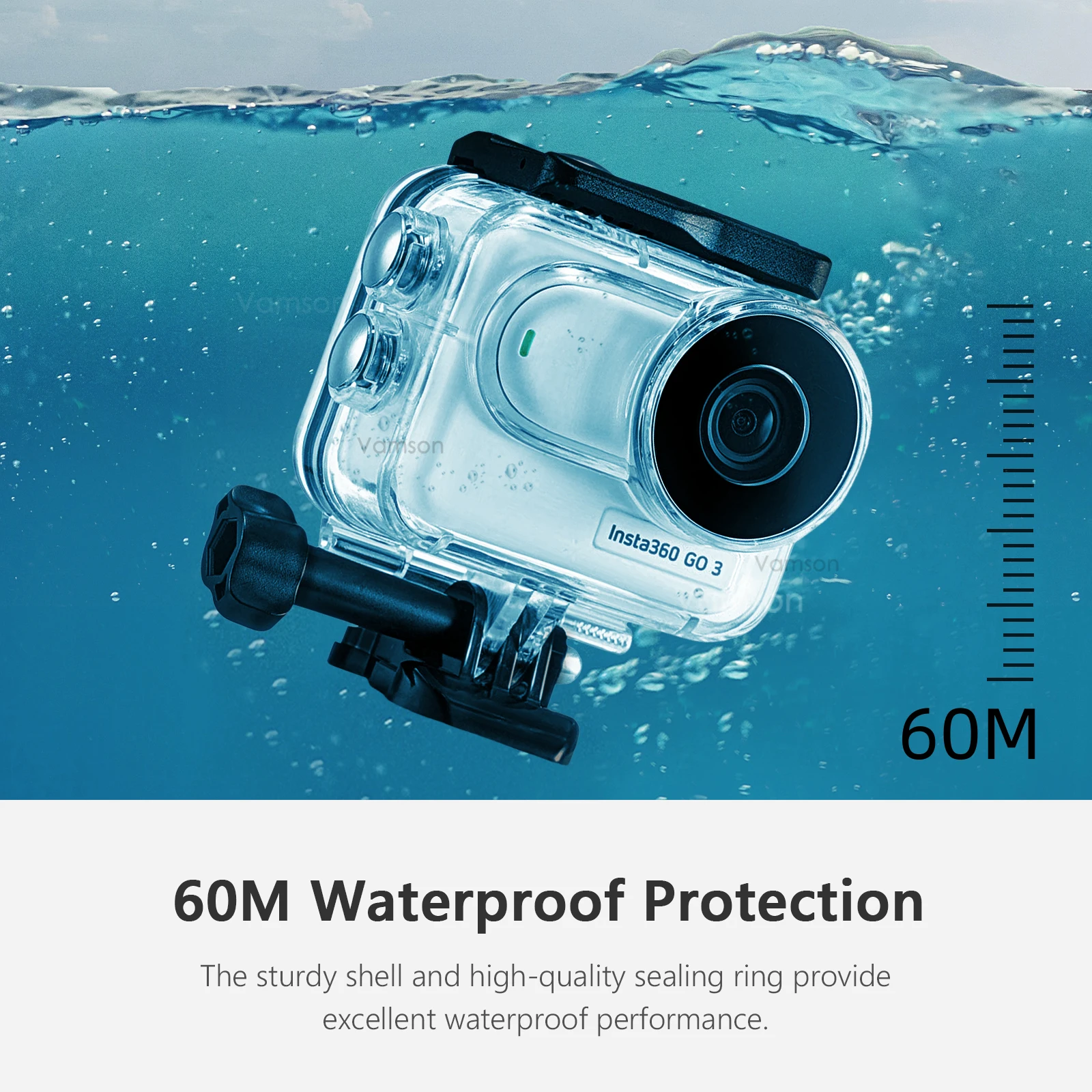 Vamson for Insta360 GO3 Case Waterproof 60M Housing Diving Protective for Insta360 GO 3 Camera Underwater Cover Accessories