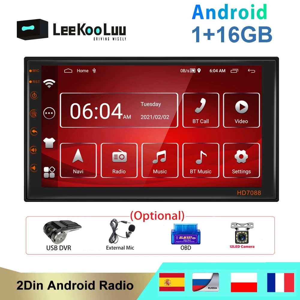 

LeeKooLuu Car Intelligent System Android Autoradio 2 Din Multimedia Auto Radio GPS Stereo for VW Nissan Hyundai Kia Toyota Ford