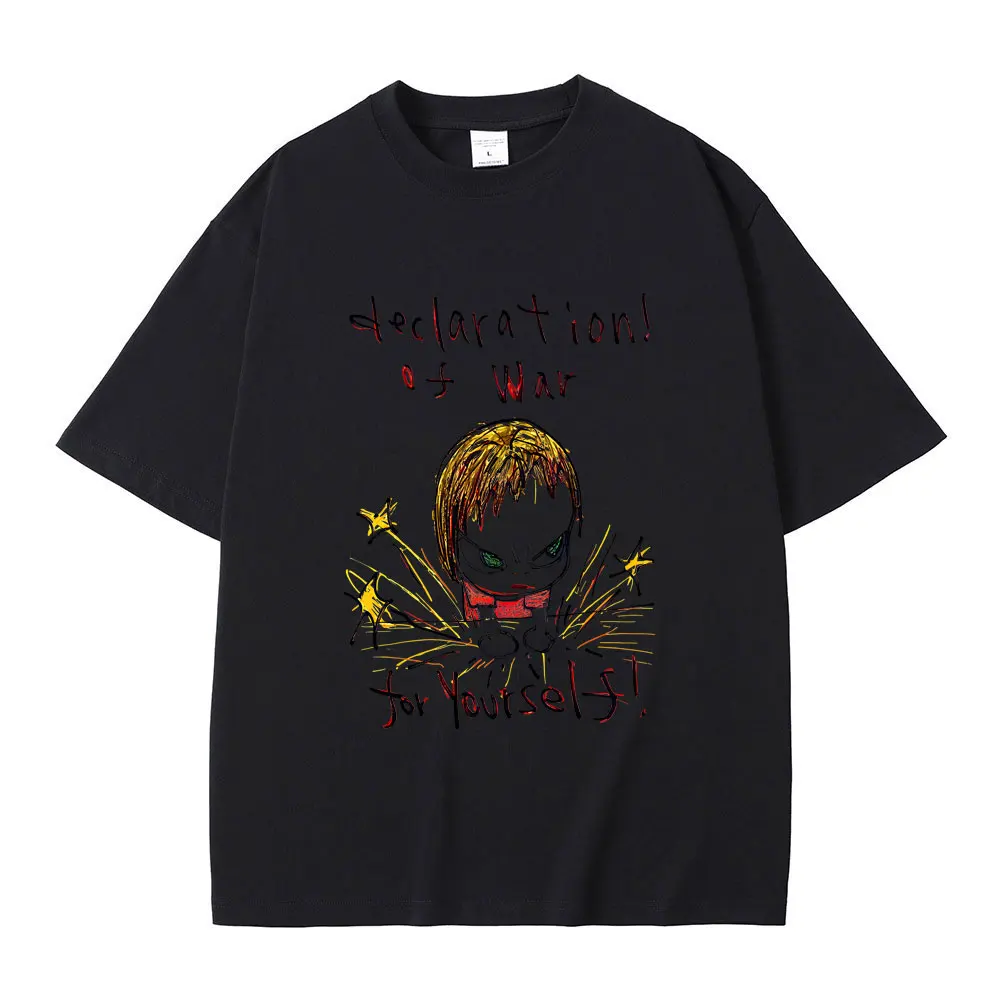 Hot Sale Yoshitomo Nara Declaration of War for Yourself Graphic Tshirt Summer Men Women Clothing Casual Funny Oversized T-shirt