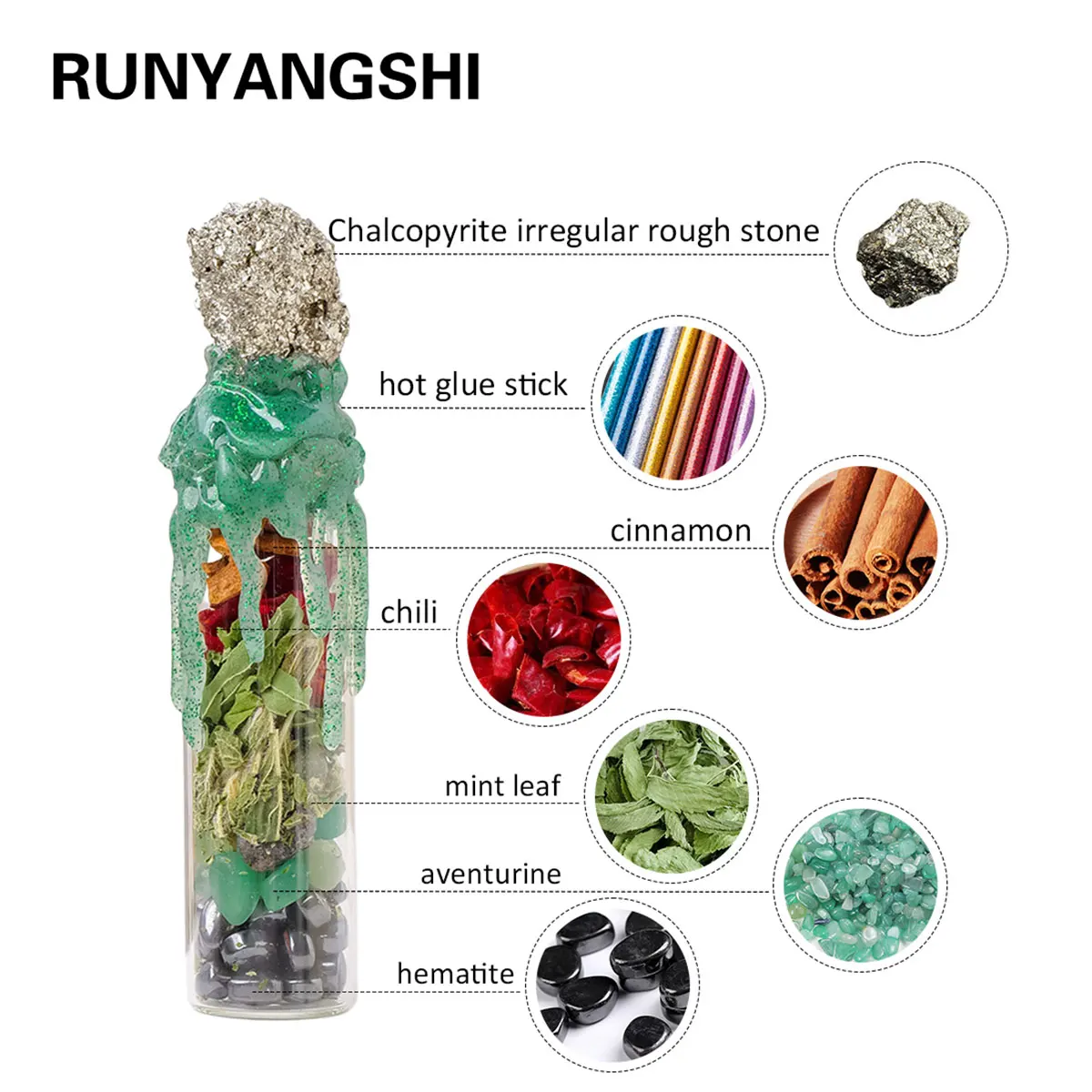 1PC Natural Crystal Magic Crystal Energy Stone Wishing Drifting Bottle Spiritual Divination Healing Stone With Raw Stone