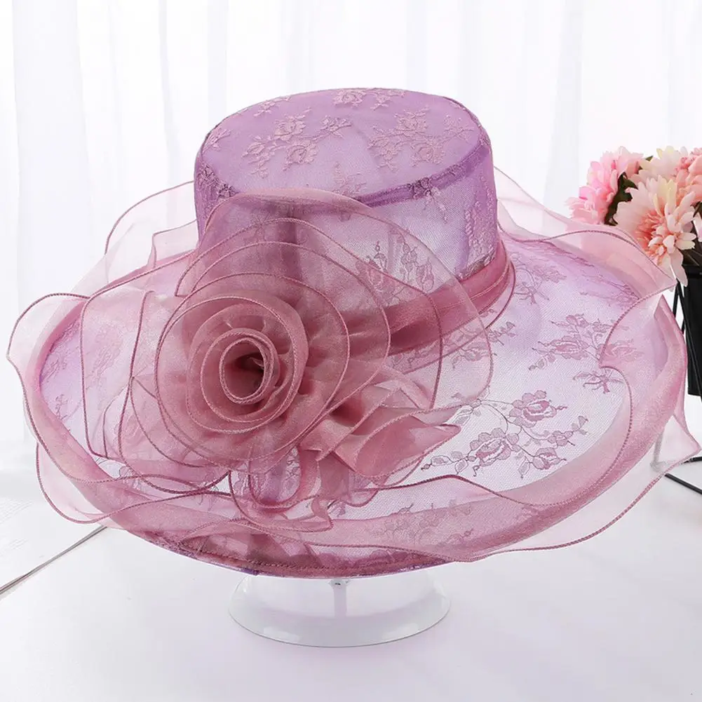 Beautiful Sun Hat Lace Temperament  Women Hat See Through Wavy Edge Hat   for Daily Wear  Women Church Cap