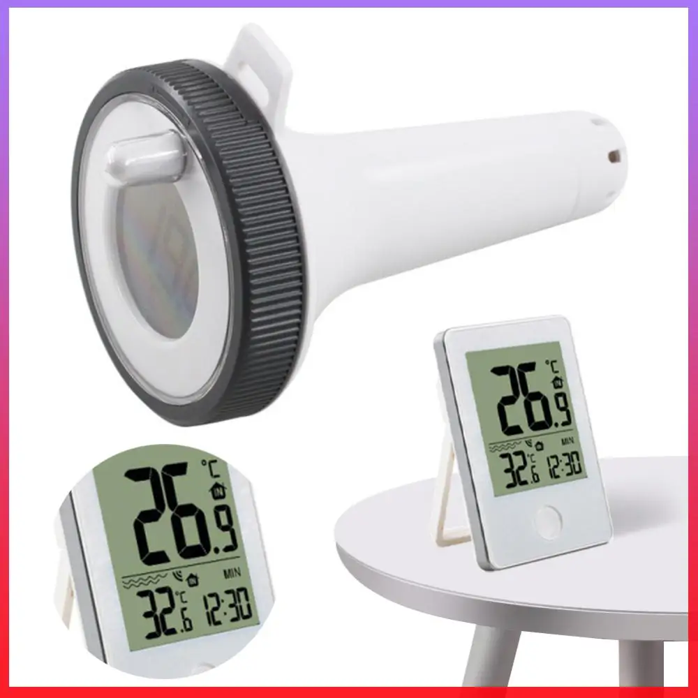 

Wireless Floating Thermometer IPX8 Waterproof Digital Pool Thermometer with Outdoor/Indoor Temperature Monitor Water Temp Gauge