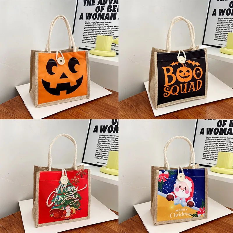 Halloween Pumpkin Shoulder Bags 2023 Happy Halloween Decorations For Home Kids Trick Or Treat Horror Party Gifts Packing Bag