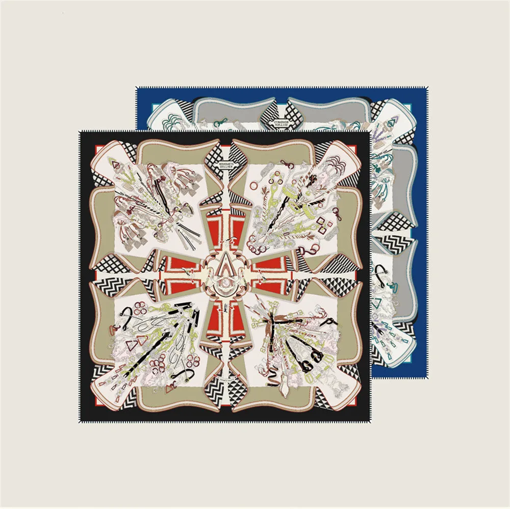 العلامة التجارية الأوشحة الحريرية الفاخرة المطبوعة حك وشاح حريري النساء شالات تصميم جديد الحجاب موضة ساحة كرة لولبية وشاح منديل 70 سنتيمتر #4