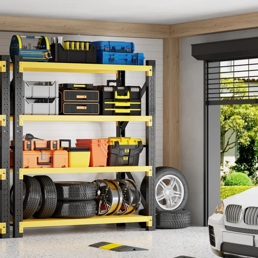Rak Garasi 5000LBS 59" Lebar Rak Garasi Heavy Duty 4 Tingkat Rak Penyimpanan Logam Rak Penyimpanan Unit Rak yang Dapat Disesuaikan