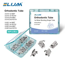 ELIJAH Dentists Orthodontic Buccal Tube Non-Convertible 0.018 MBT Roth Edgewise Buccal Tube 80Pcs/20Sets Orthodontic materials