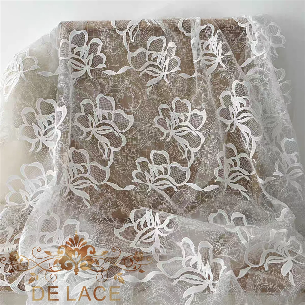 

SXGN Высокое качество цветочной вышивки кружево с блестками ткань свадебное платье цветочный узор DIY кружевная ткань
