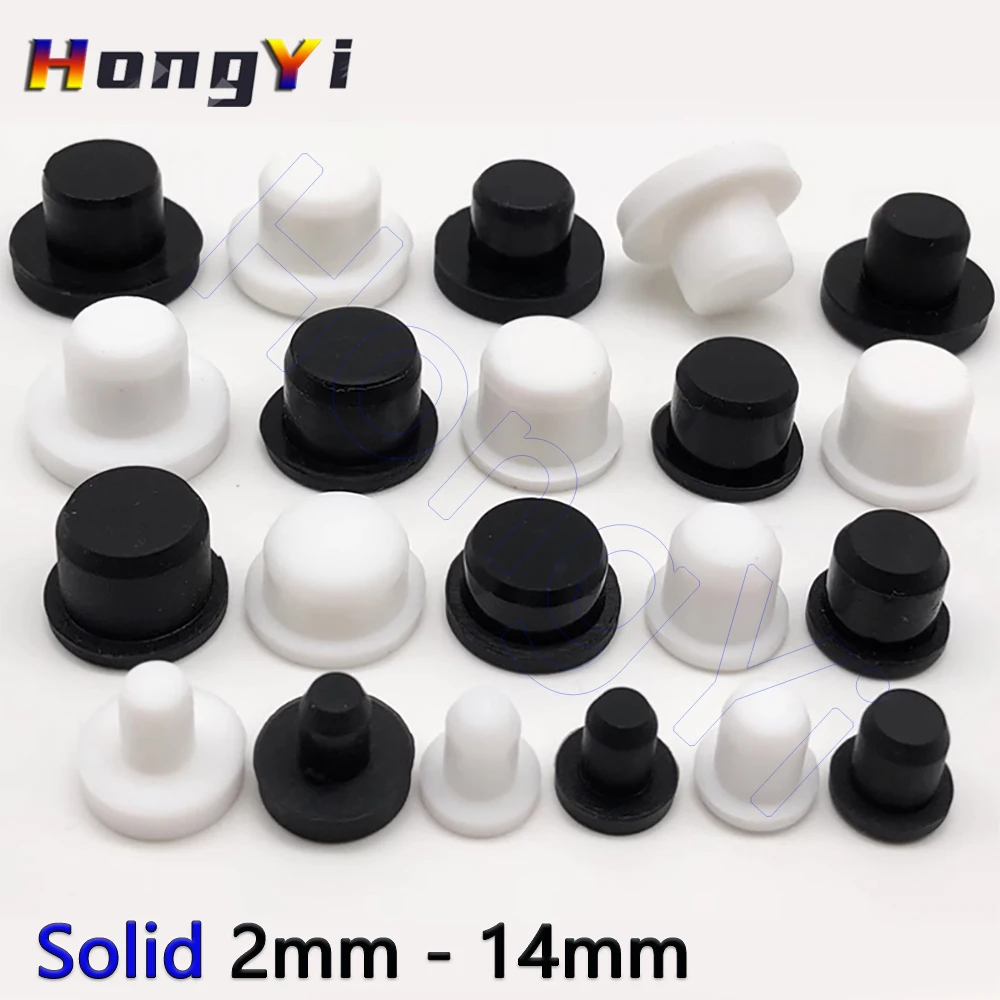 2mm - 14mm Solid Black/White Silicone Rubber Stopper Plug Sealing Cap Dust Plugs,Inserts Bungs End Cap