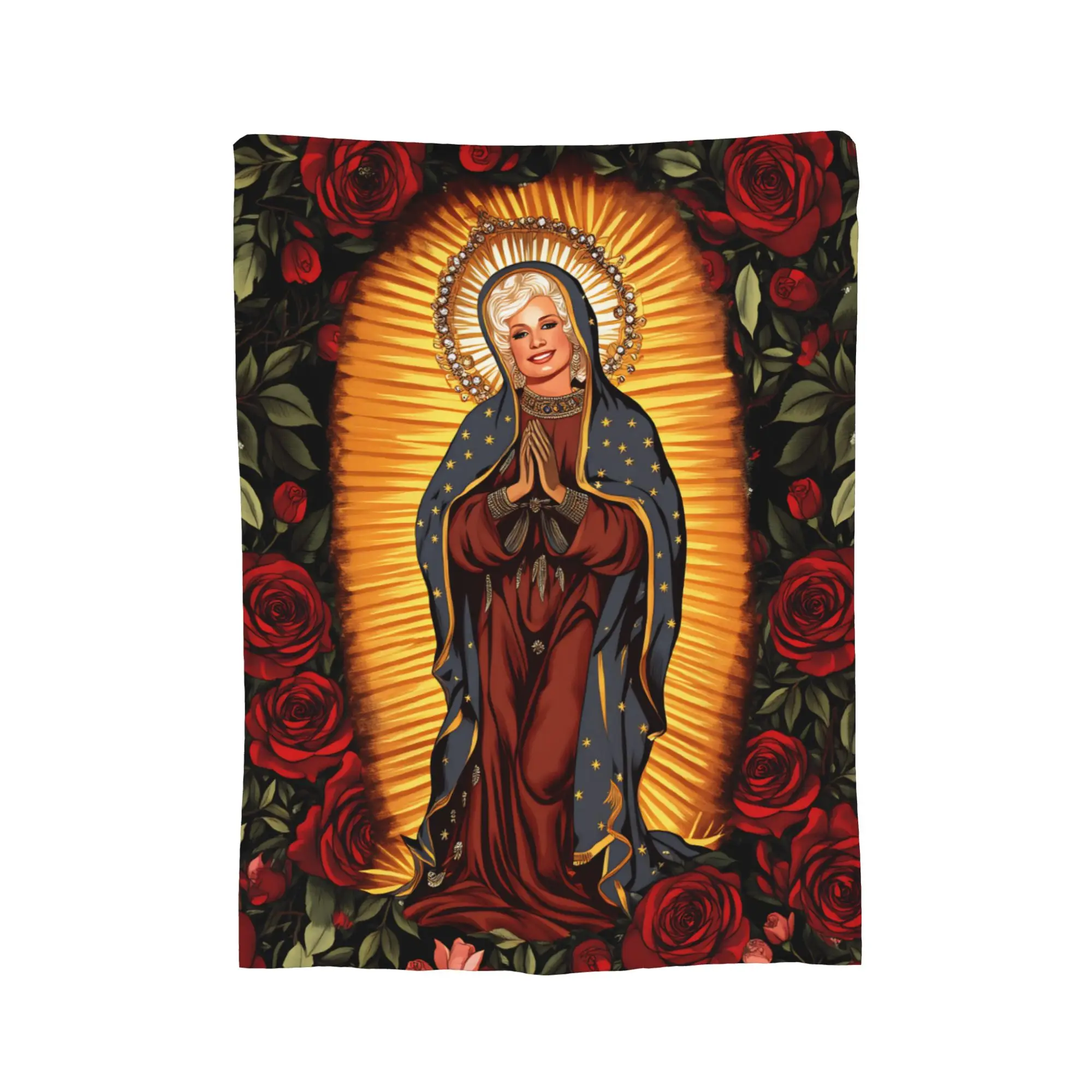 Saint D-Dollys of Guadalupe Singer Plush Blanket Dolly Parton Throw Blankets for  Sofa Bedding Lounge 125*100cm Plush Thin Quilt