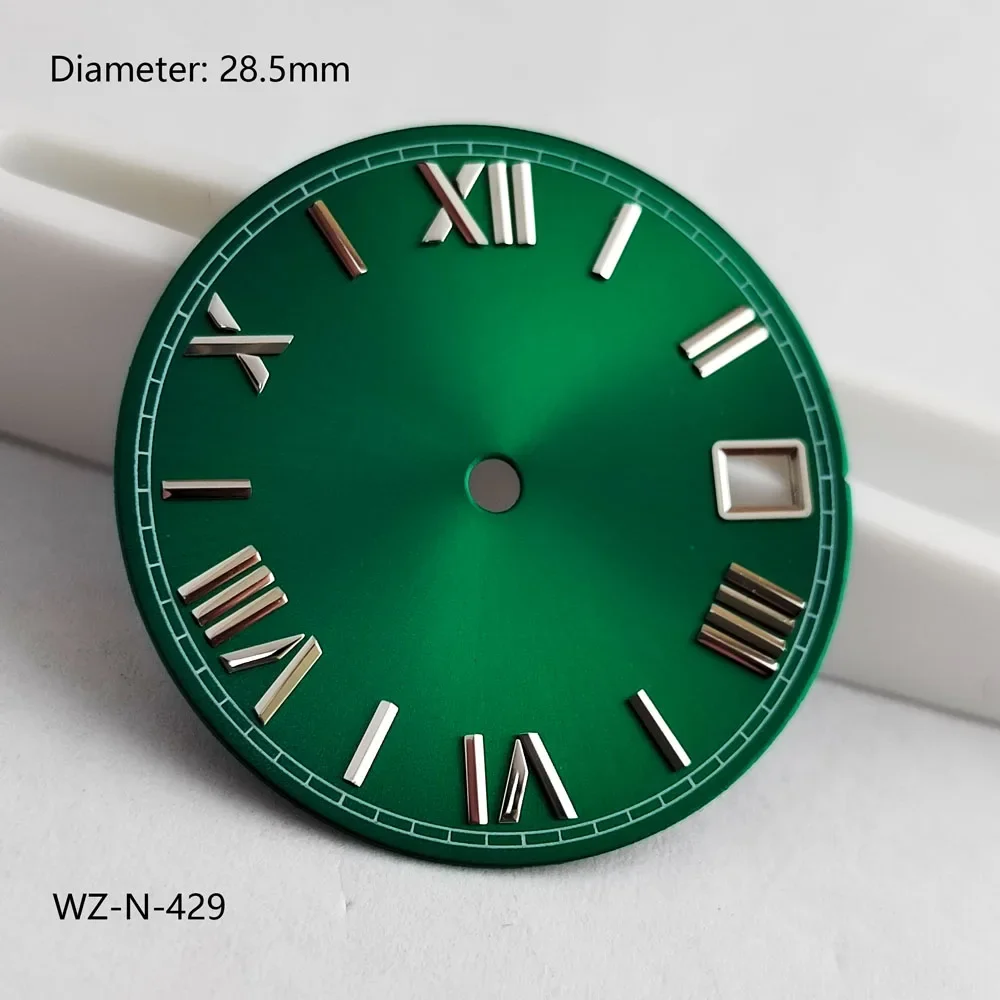 Quadrante nh35 28,5 mm sunburst viola glod quadrante romano cassa nh35 date_just con bracciale adatto movimento automatico NH35 logo personalizzato