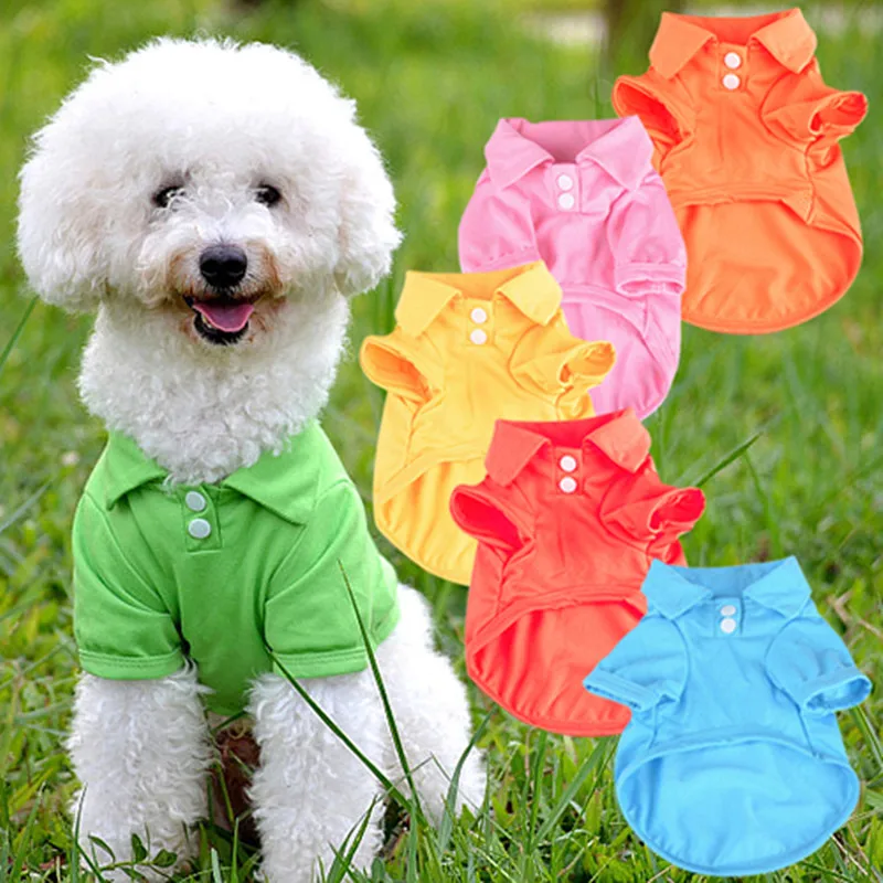 Small Dog Sweatshirt Pet Clothes Puppy Pullover Puppy Dog Cat Summer Solid Color Buttoned Shirt Pet Clothe Costume T-Shirt shirt