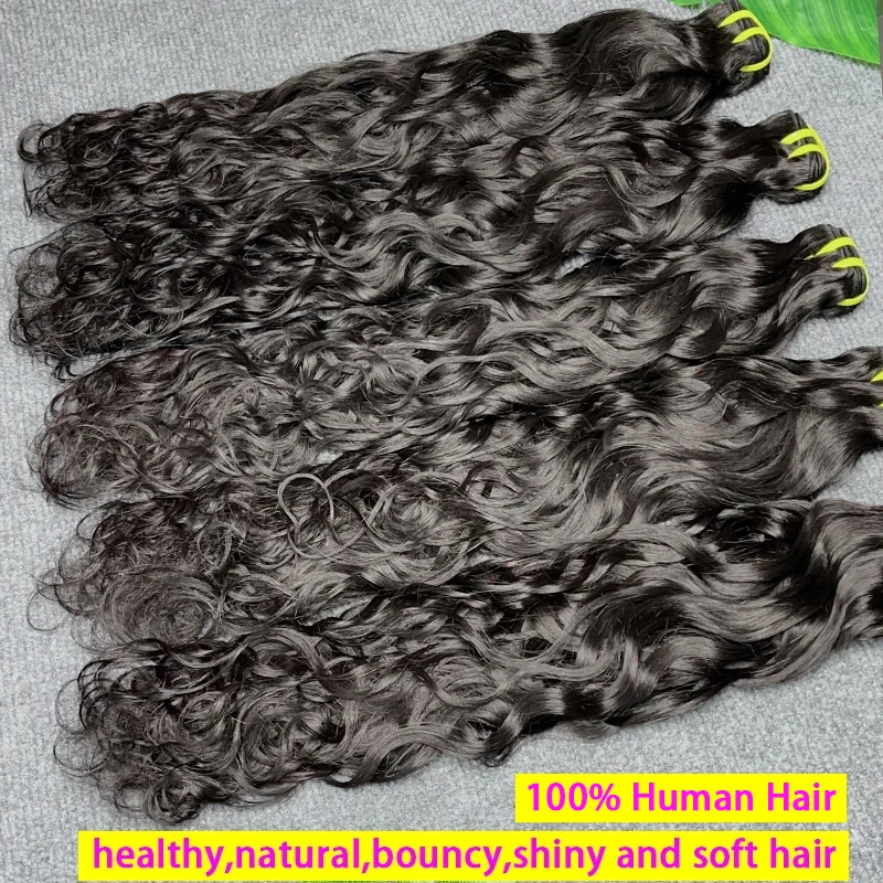 

15A Unprocessed Water Wave Bundles Human Hair Raw Virgin Hair Weave Extensions Natural Wave Human Hair Extension Double Weft #1B