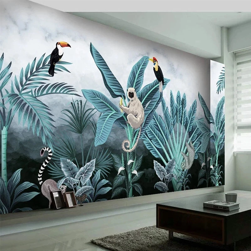 Customized 3D Wallpaper Modern Tropical Rainforest Animal Plants Photo Mural Living room TV background wall bedroom restaurant