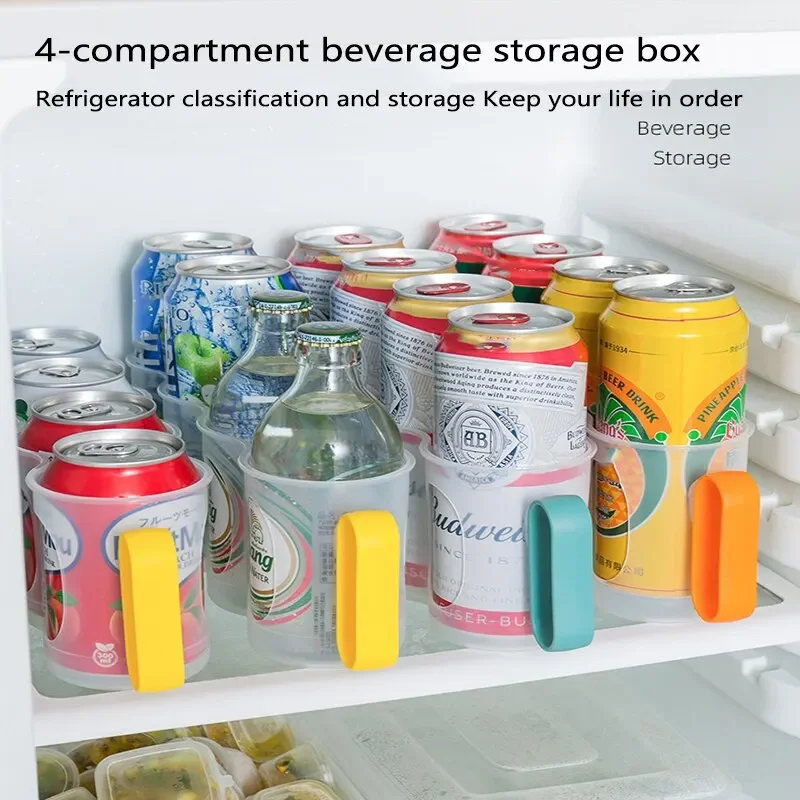 Kitchen Refrigerator Storage Box Refrigerated Soda Drink Storage Rack Can Organizer Hand-held Storage Box