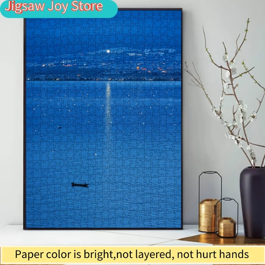 1 Duży Puzzle dla Dorosłych - Motyw Północnego Wybrzeża z Widokiem na Miasto, Trudne Puzzle z Ponad 500 Unikalnymi Elementami, Prezent Urodzinowy