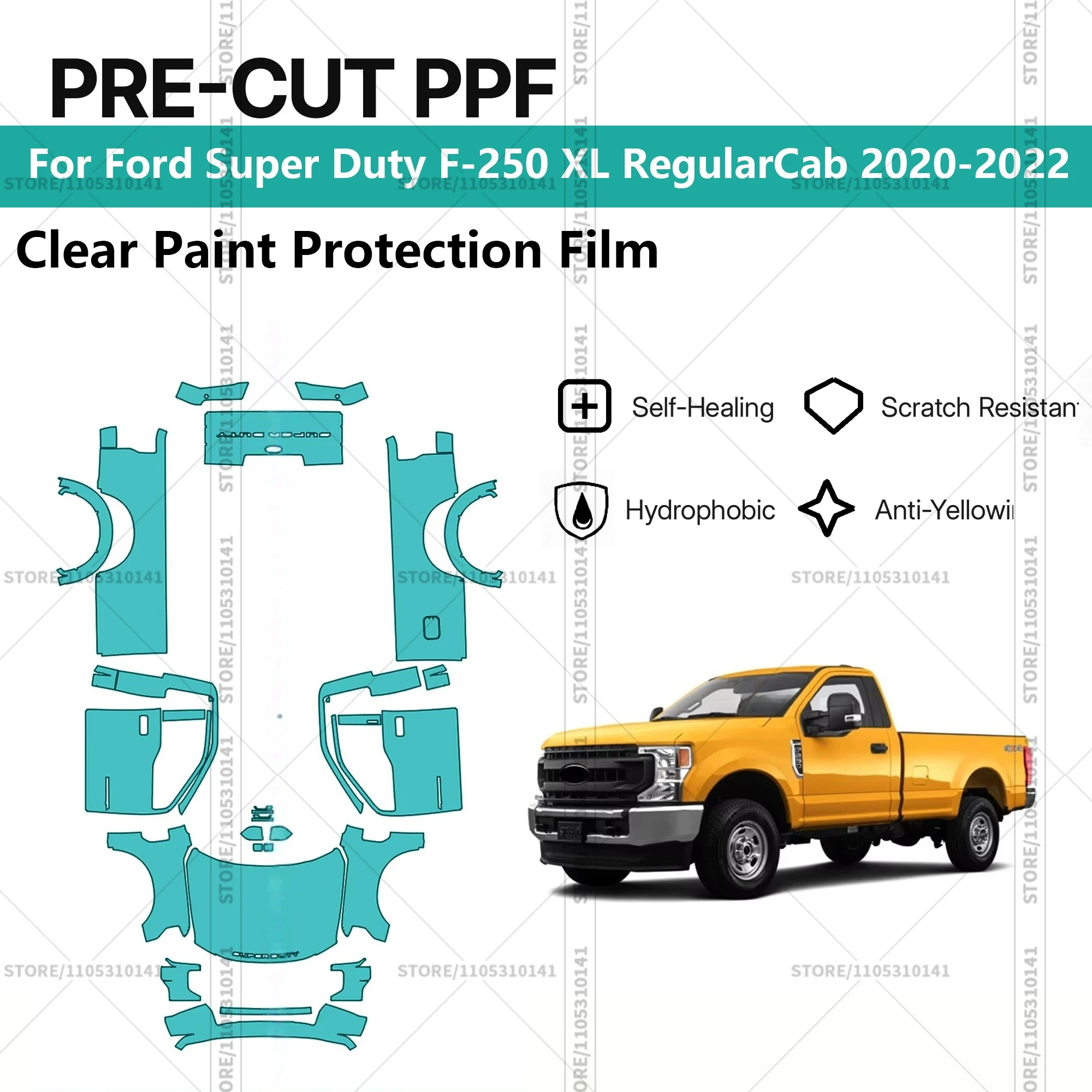

Предварительно нарезанная защитная пленка PPF, прозрачная автомобильная пленка для Ford Super Duty F-250 XL RegularCab 2020-2022