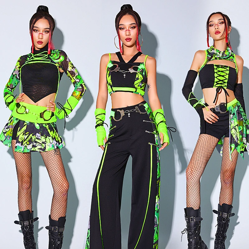 

2024 Bar Ds Performance Costume New Sexy Green Kpop Outfits For Women Gogo Nightclub Gogo Lead Dance Costume Stage Wear DN18604