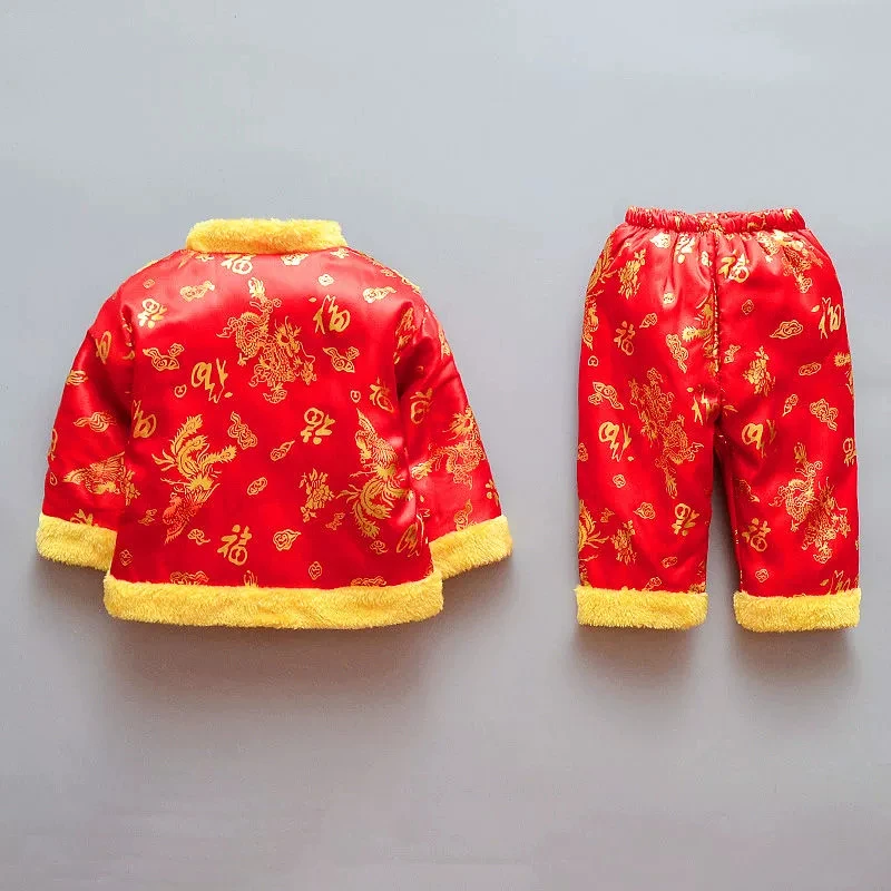 2023NEW Tang Chinese Traditional Costume For Newborn Baby Boys Embroidery Winter Red New Year Birthday Gift Christmas Longsleeve