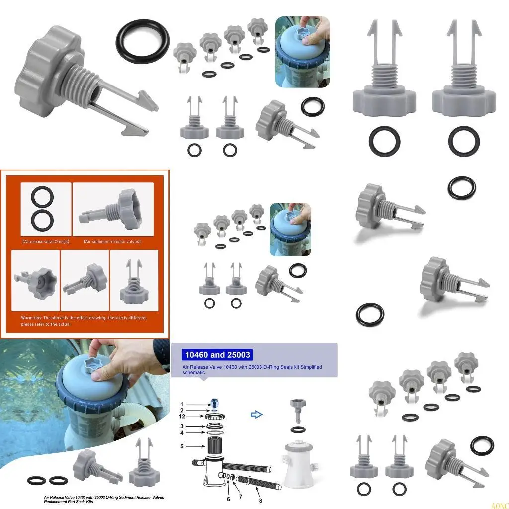 A0NC 25002 Exhaust Valves Filter Pumps Spas Swimming Pool Air Release Valves O-Rings