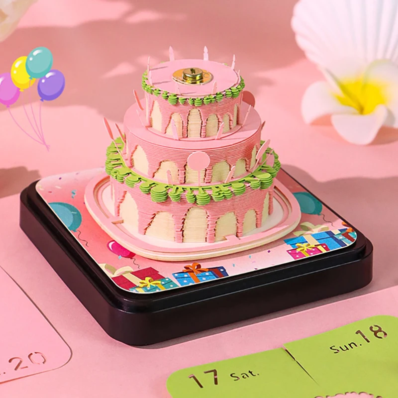 Calendario de escritorio 2026, calendario de pieza de tiempo con luz LED, calendario 3D en forma de lágrima, arte tallado en papel, Bloc de notas, regalo de Navidad