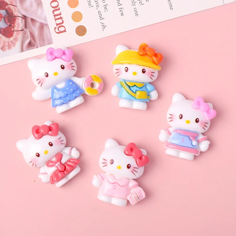 10 Pcs Cartoon Resin Cute Cartoon Animal Cats Style Hairpin Pendant Scrapbook Craft Diy Miniature Ornament Accessories