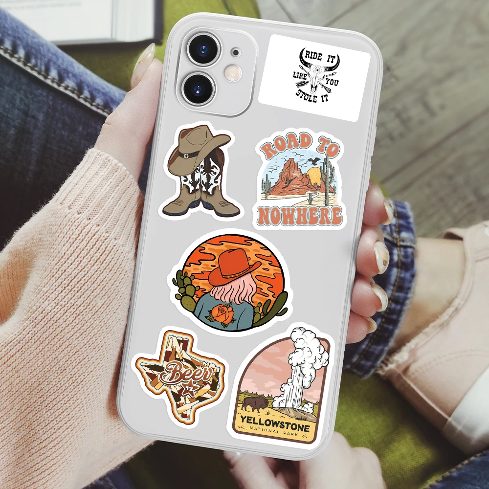 Western Cowboy Stickers Vintage Cool Style DIY for Laptop Luggage Refrigerator Phone Cup Skateboard Child Toy Waterproof PVC