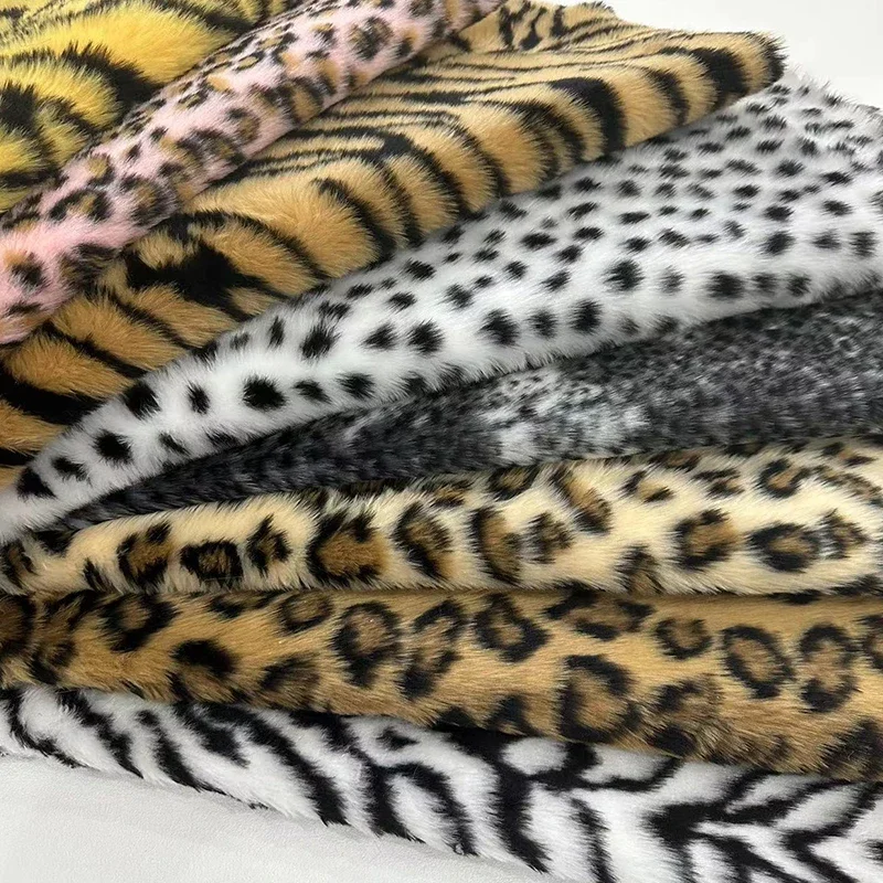 Thickened 1.5cm Fur Length Leopard Print Tiger Print Zebra Print Short Plush Fabric Performance Costume Faux Fur Clothing Fabric