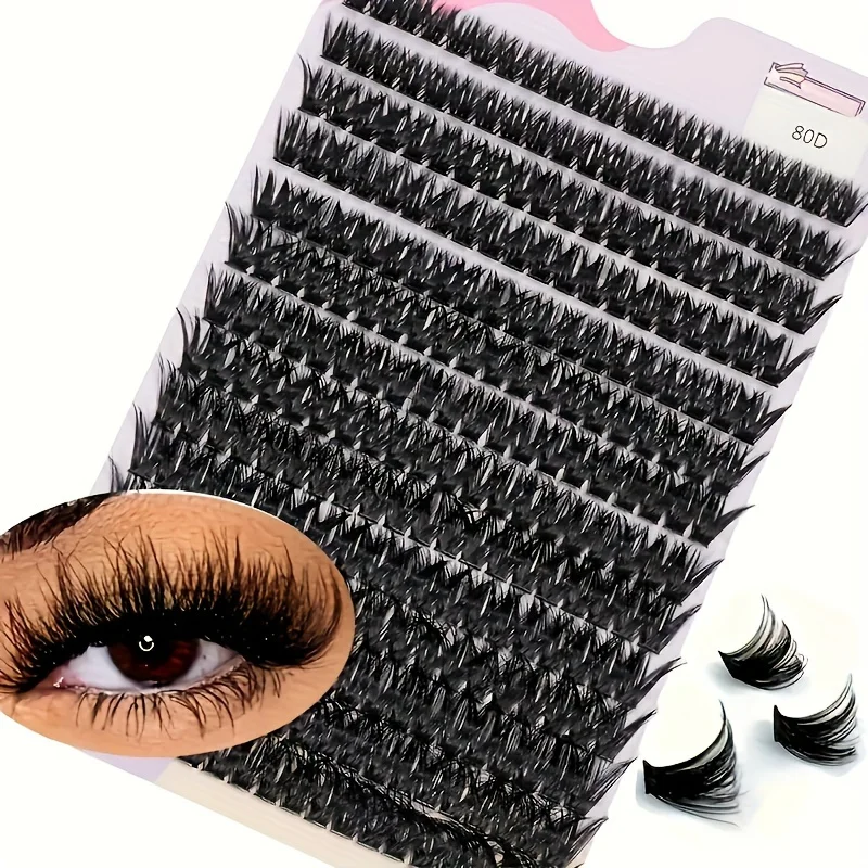 Ciglia finte visone artificiale 80D 280 pezzi fascio di ciglia 0,07 mm D arricciate 9-16 mm estensione ciglia volume 3D naturale misto singolo