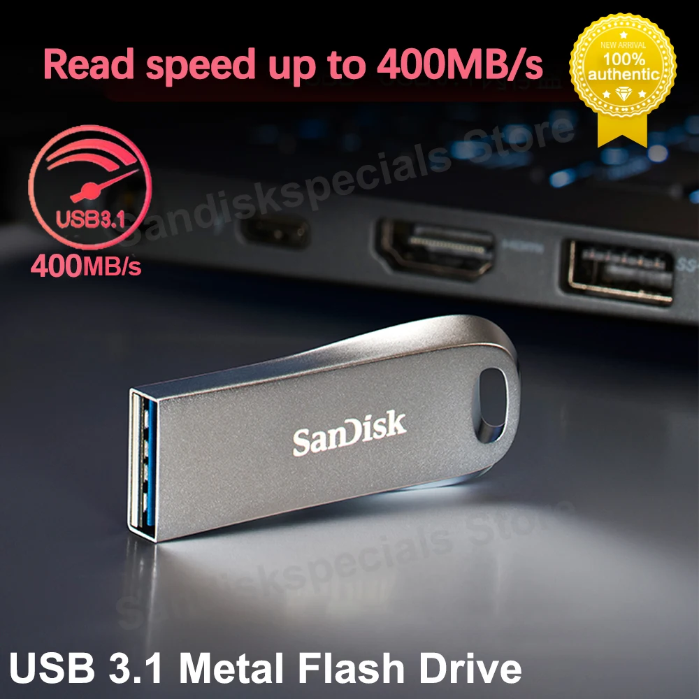 

SanDisk USB 3.1 флэш-накопитель Ultra Luxe 128G 256G 512 ГБ до 400 МБ/с металлический флэш-накопитель 32G 64G для ПК, ноутбука, памяти