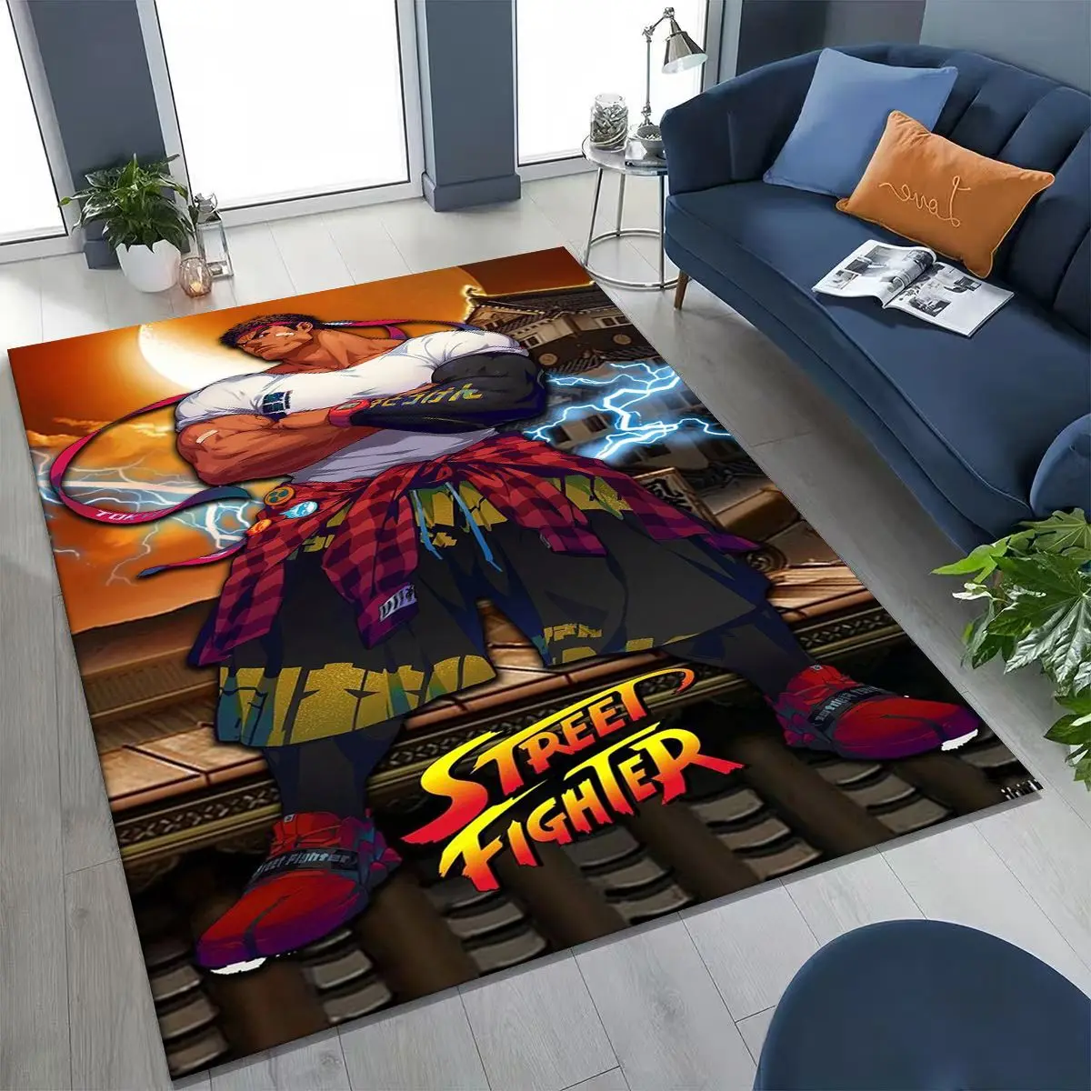 Retro Street Fighter 6 Characters Game Chun-Li Cartoon Carpet Rug for Bedroom Living Room Sofa Doormat Decor,Non-slip Floor Mat