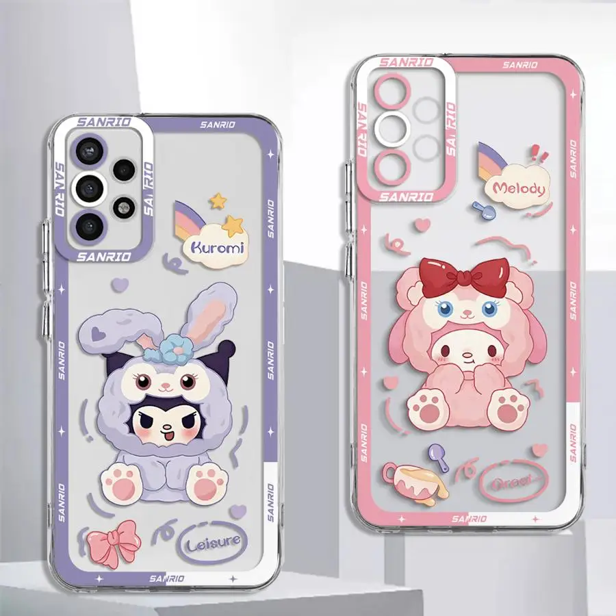 Kuromi Melody Cute Sanrio Phone Case for Samsung Galaxy A15 A73 A72 A53 A52 A42 A32 A23 A22 A24 A13 4G A12 A11 Clear Soft image 2