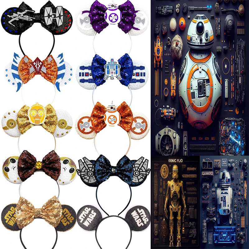 

Lucasfilm STAR WARS Hair Band Girl R2-D2 Hair Accessories Kid Cosplay BB-8 Headband Women Sequins Disney Headwear C-3PO Hairband