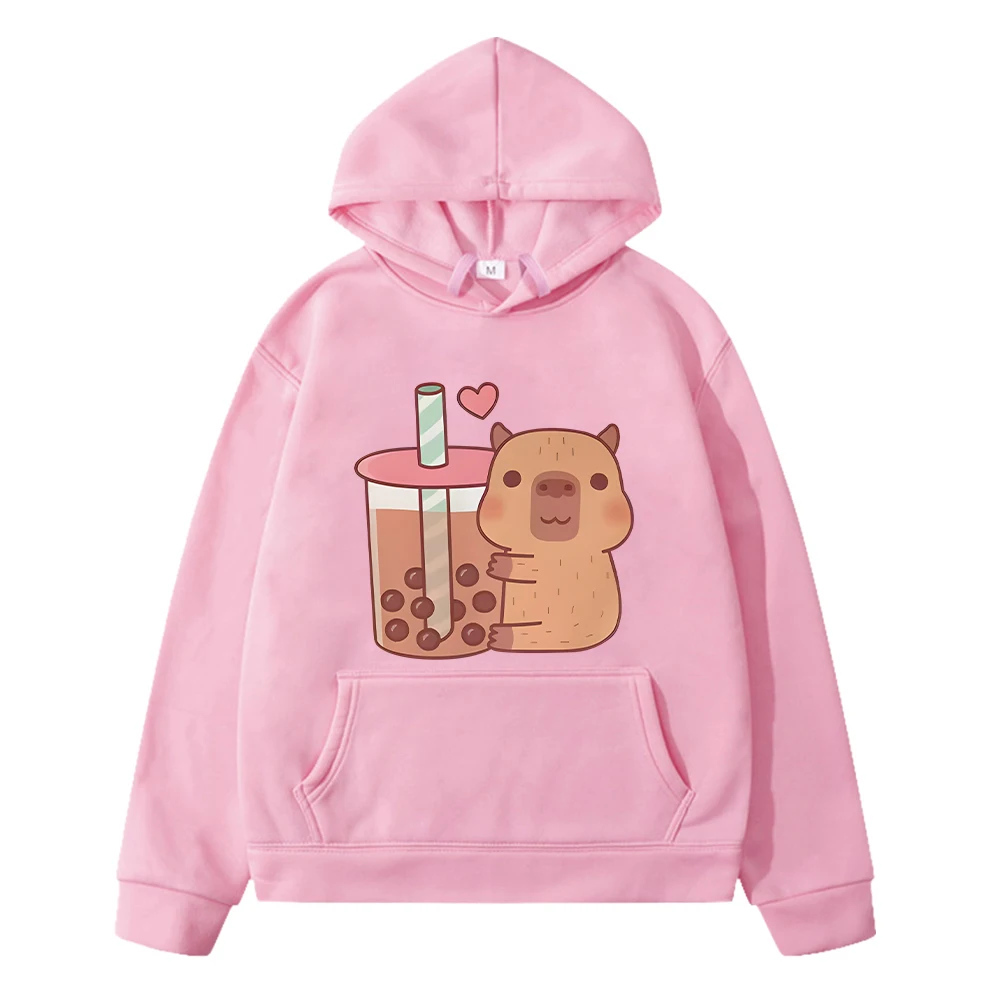 

Capybara holding tea print anime hoodie Fleece Sweatshirt Autumn boys Pullover hoodies jacket y2k sudadera kids clothes girls