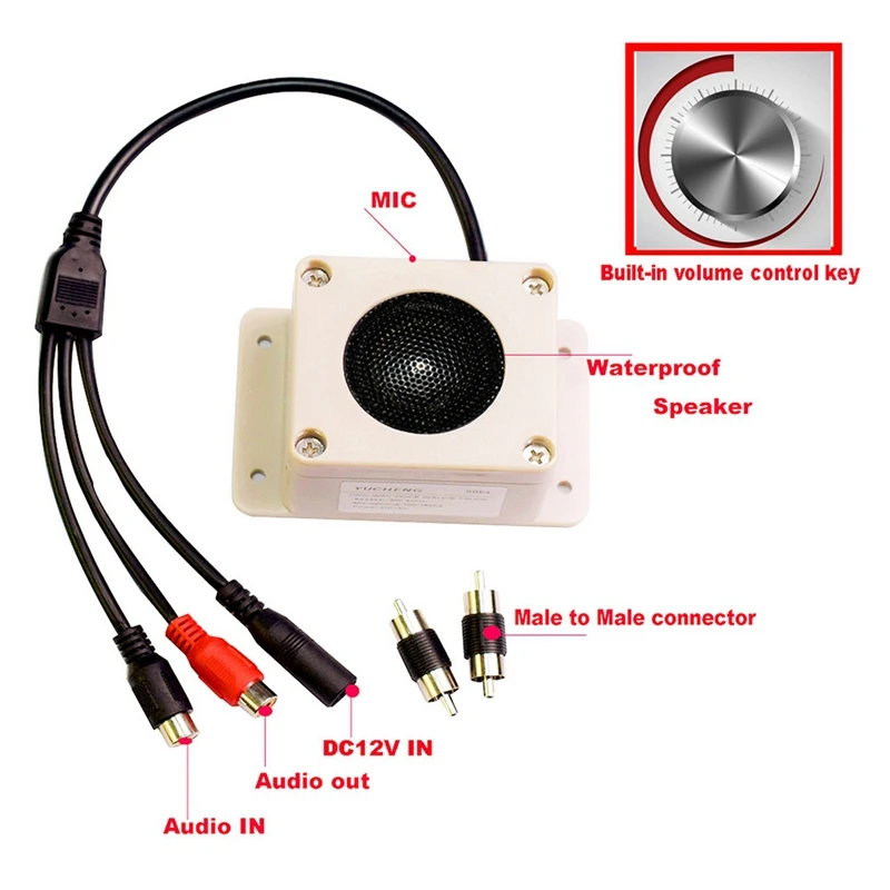 Haut-parleur de microphone étanche pour caméra de sécurité extérieure, appareil en 1, audio, statique, interphone bidirectionnel, durable, IP